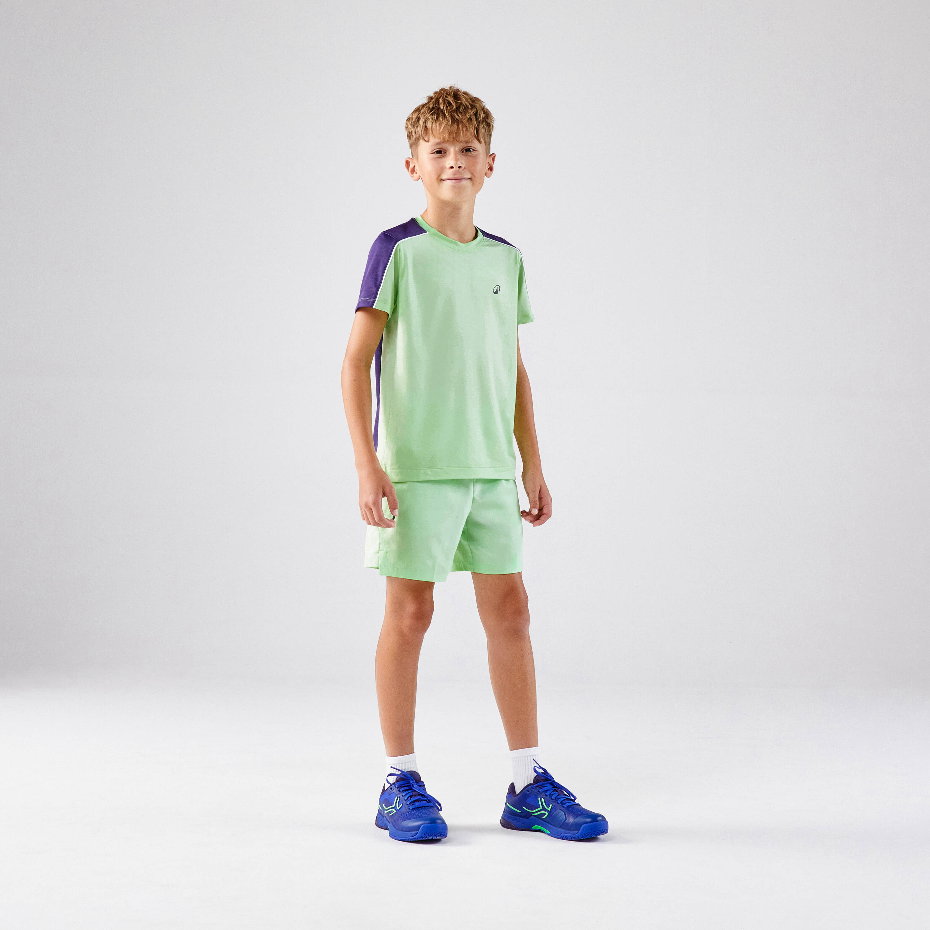 Kids' Tennis Crew-Neck T-Shirt Dry - Green -  2