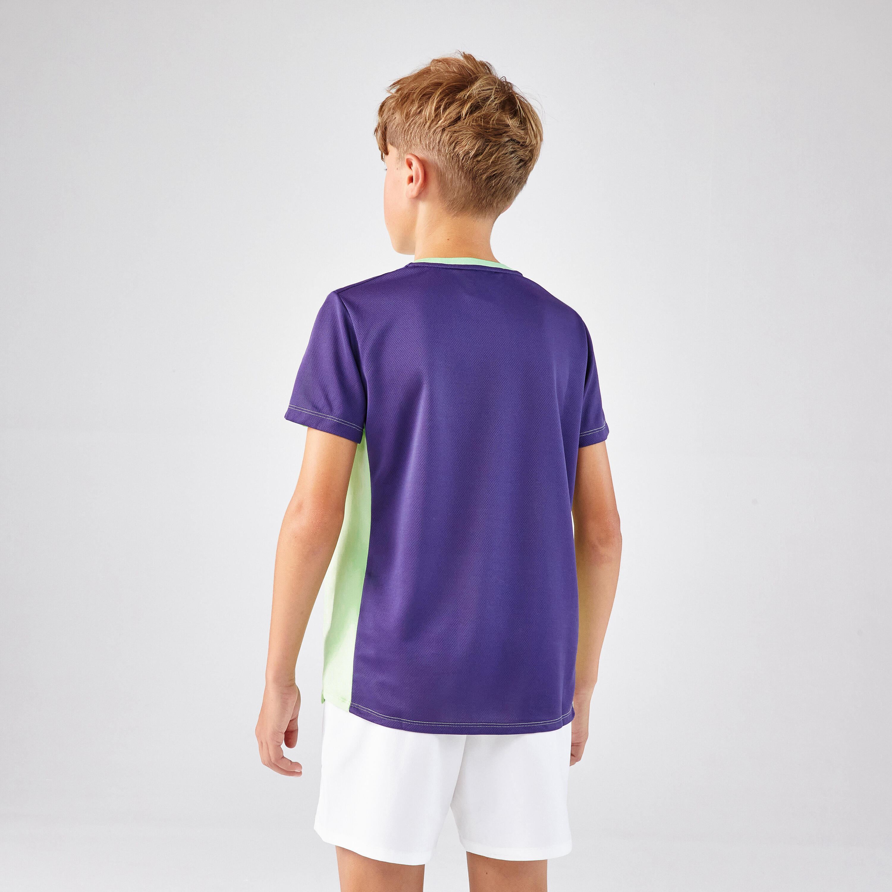 Tennisshirt met ronde hals voor kinderen Dry groen 4/5