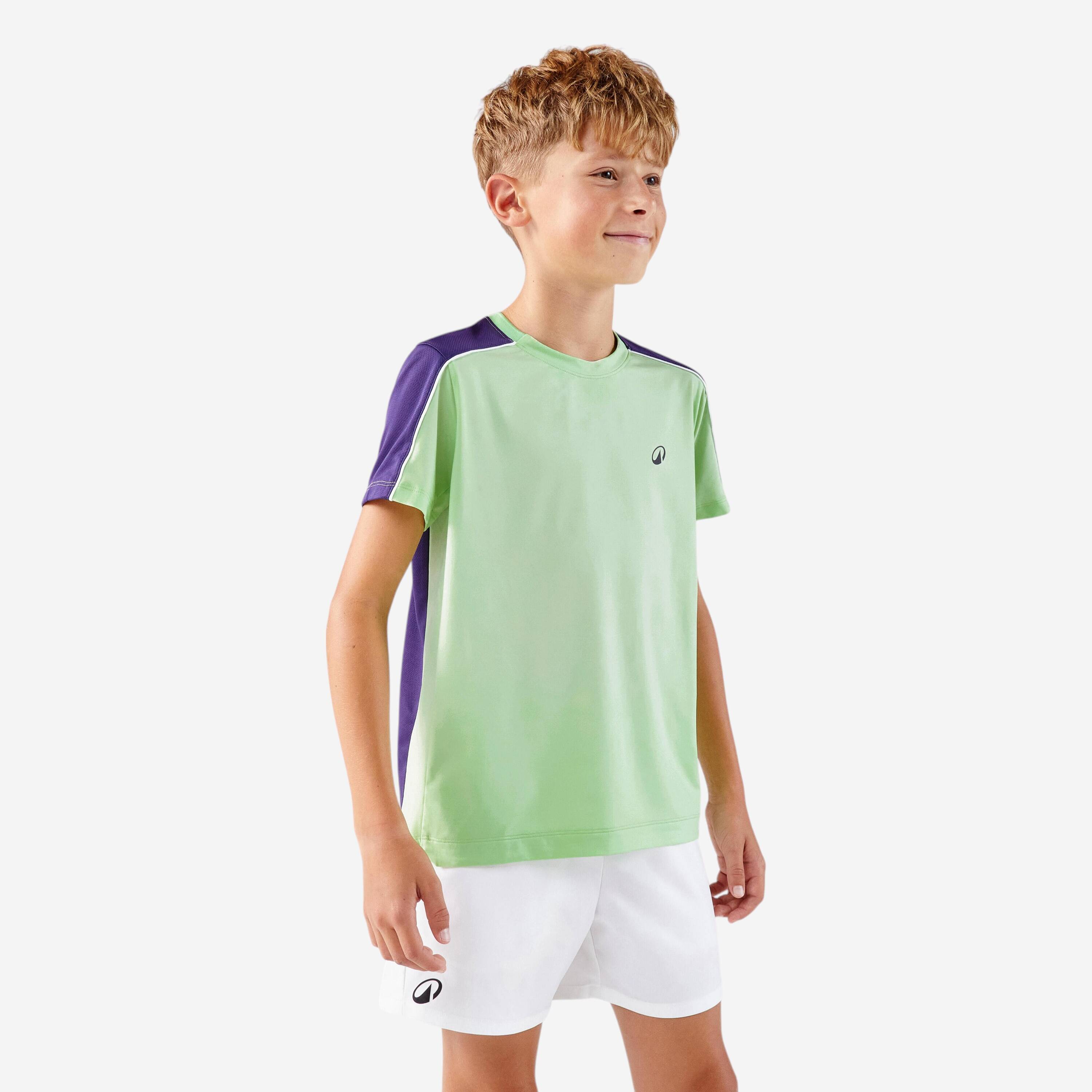 Kids' Tennis Crew-Neck T-Shirt Dry - Green -  1