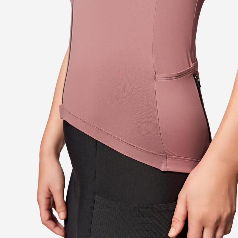 Maillot vélo route manches courtes été ajusté femme - EDR 2 rose