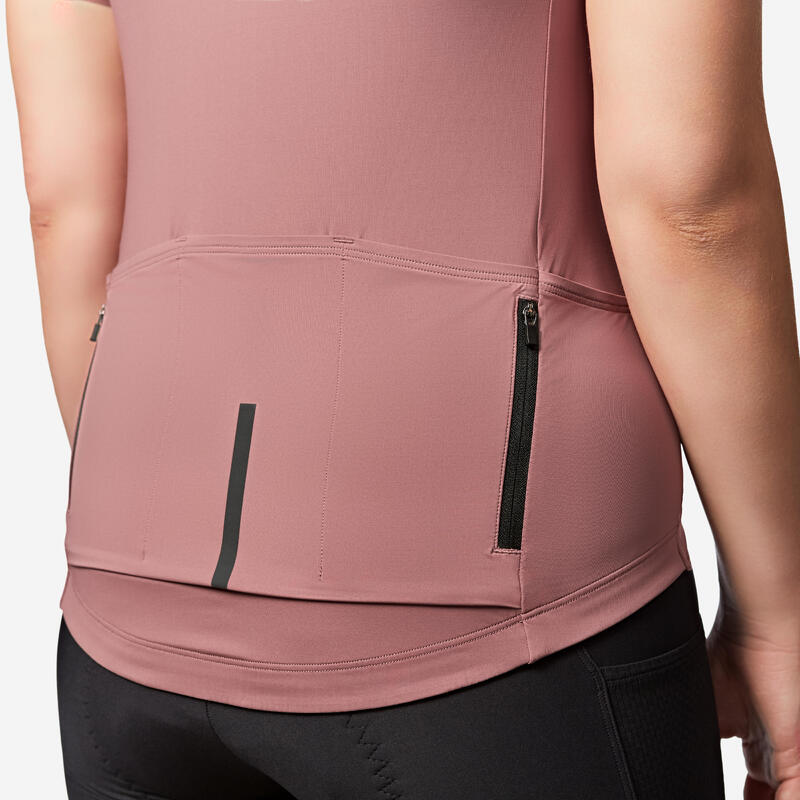 Maillot vélo route manches courtes été ajusté femme - EDR 2 rose