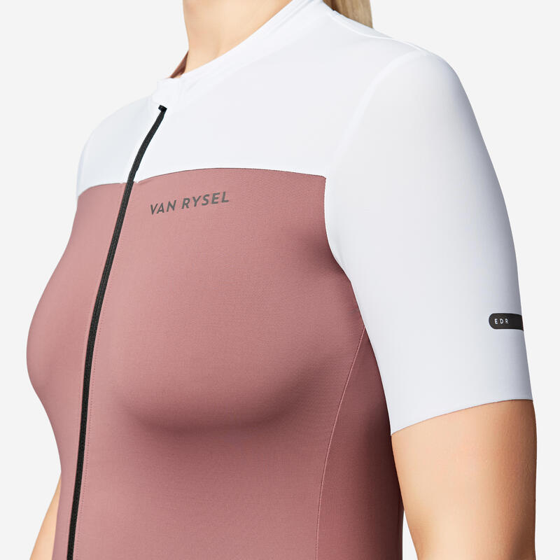 Maillot vélo route manches courtes été ajusté femme - EDR 2 rose