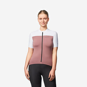 Maillot Ciclismo Carretera EDR 2 Mujer Rosa Manga Corta Verano Ajustado