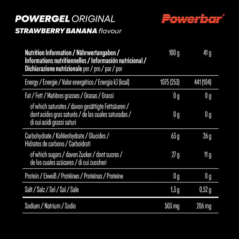 Gel energizant POWER GEL căpșune și banane 4x41g