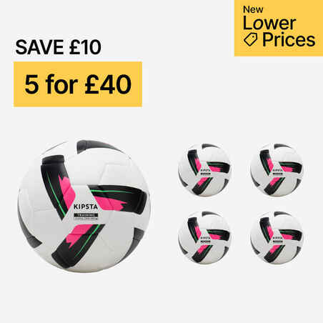 Size 5 Machine-Stitched Football Training Ball - White