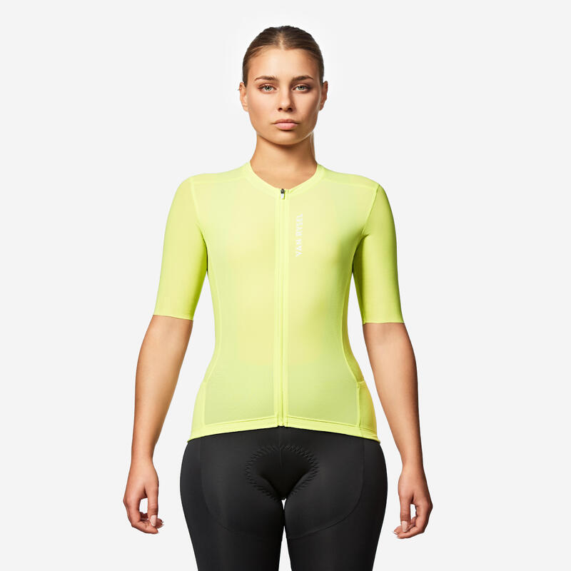 Maillot de vélo route manches courtes été unisexe - racer 2 jaune