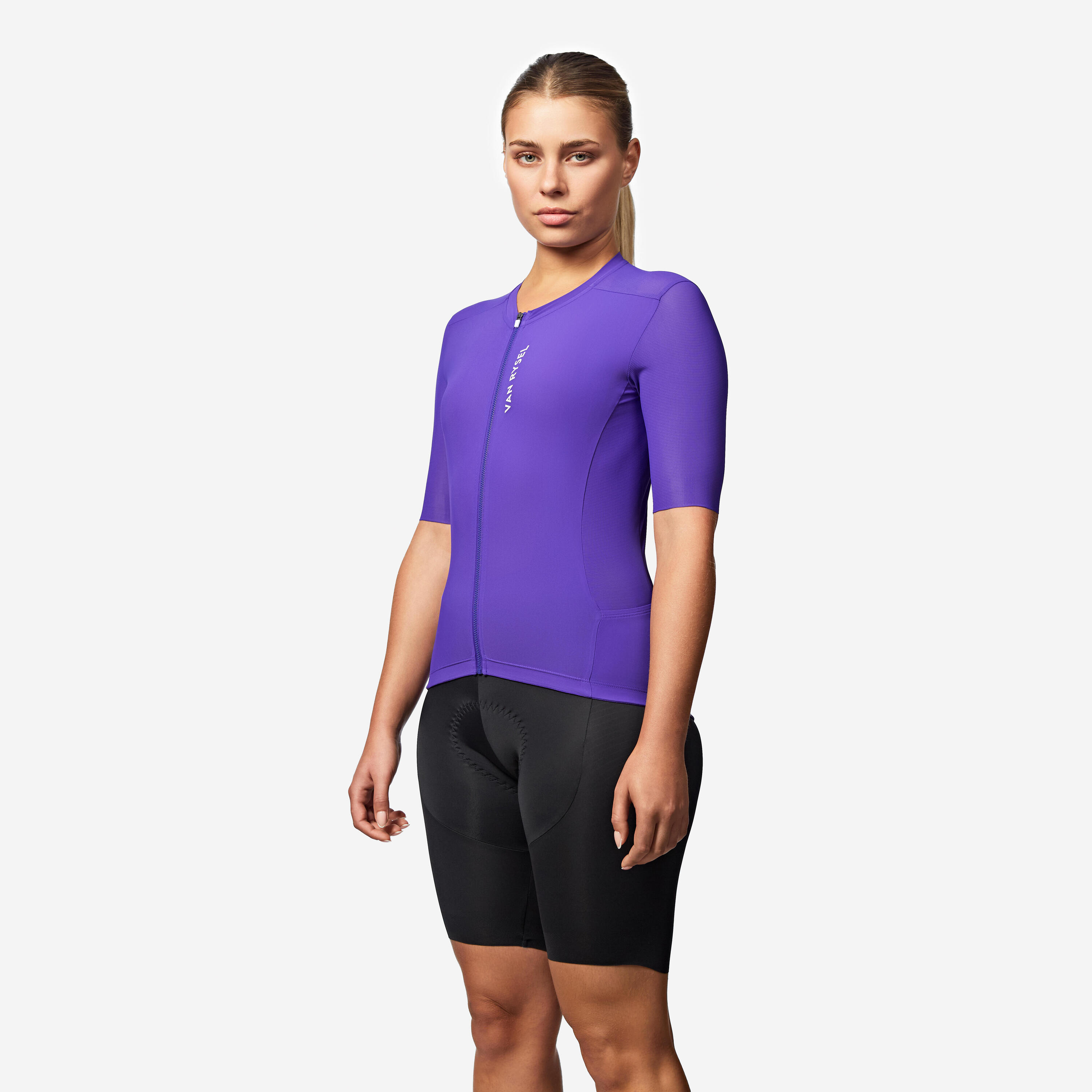 Jersey de ciclismo de carretera de manga corta violeta unisex Racer 2 9/9