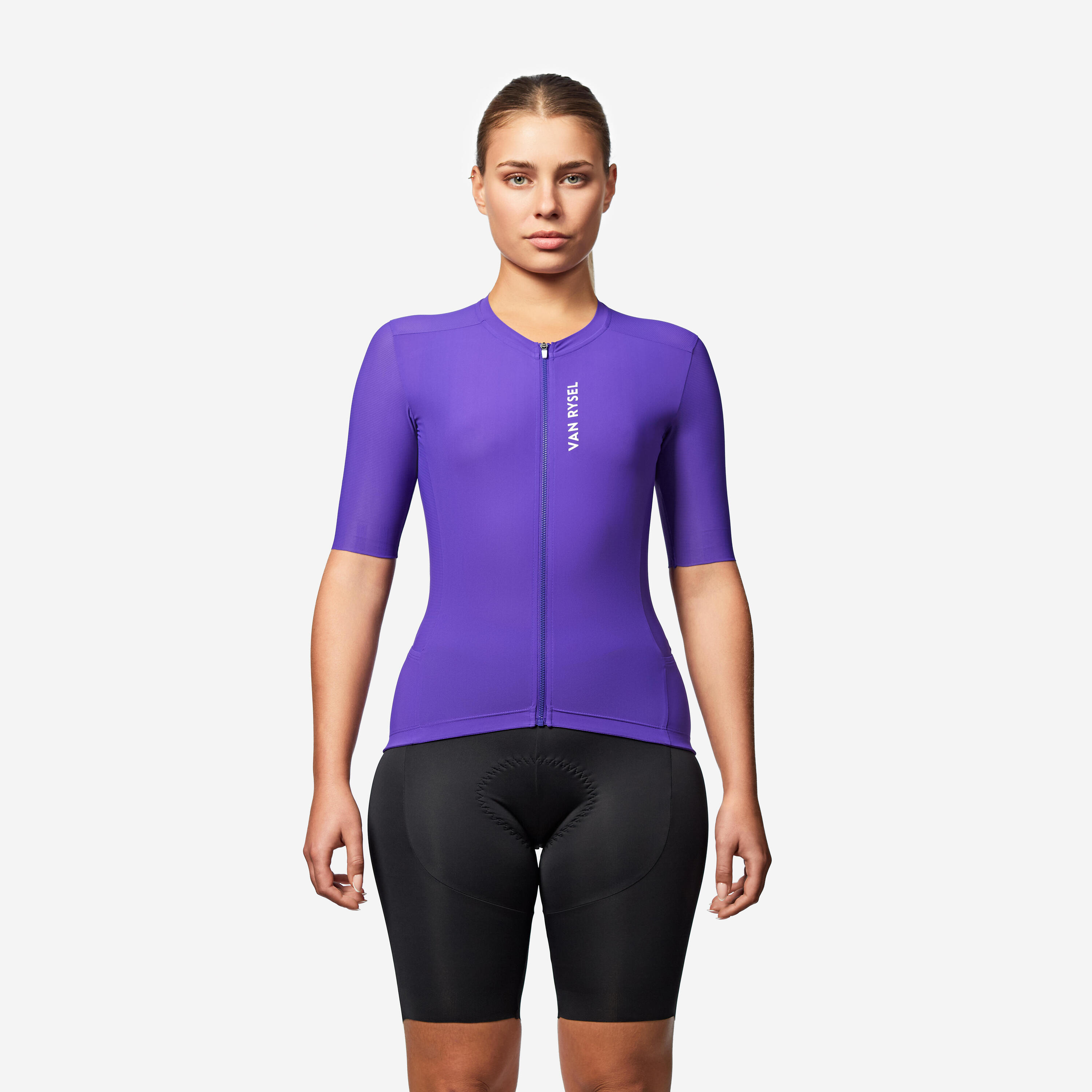 Jersey de ciclismo de carretera de manga corta violeta unisex Racer 2 2/9