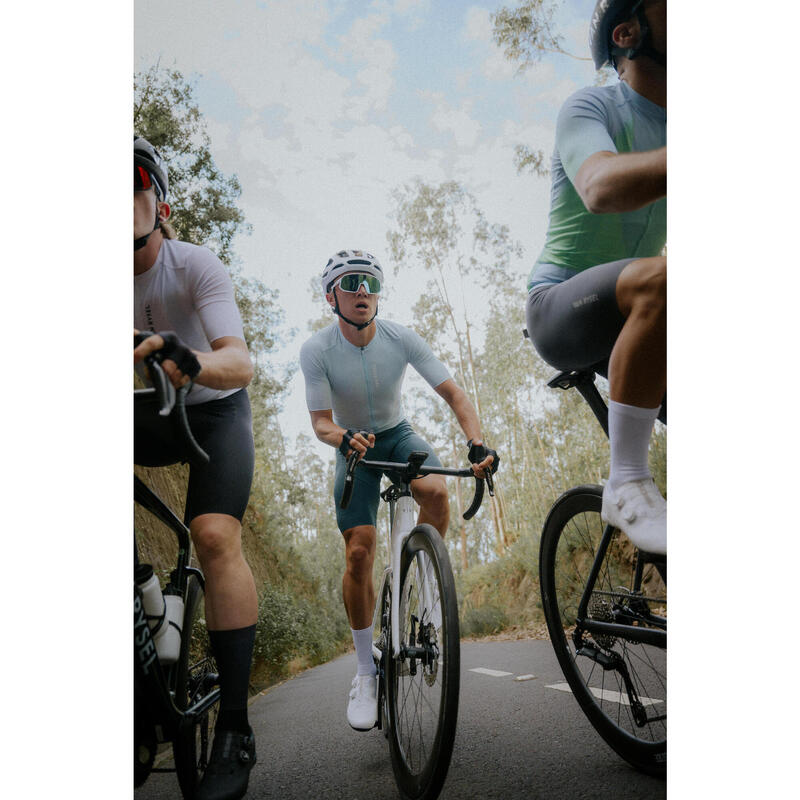 Maillot de vélo route manches courtes été unisexe - RACER 2 bleu