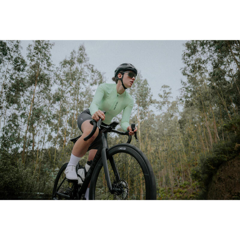 Maillot vélo route manches longues été unisex uvp RCR 2 vert