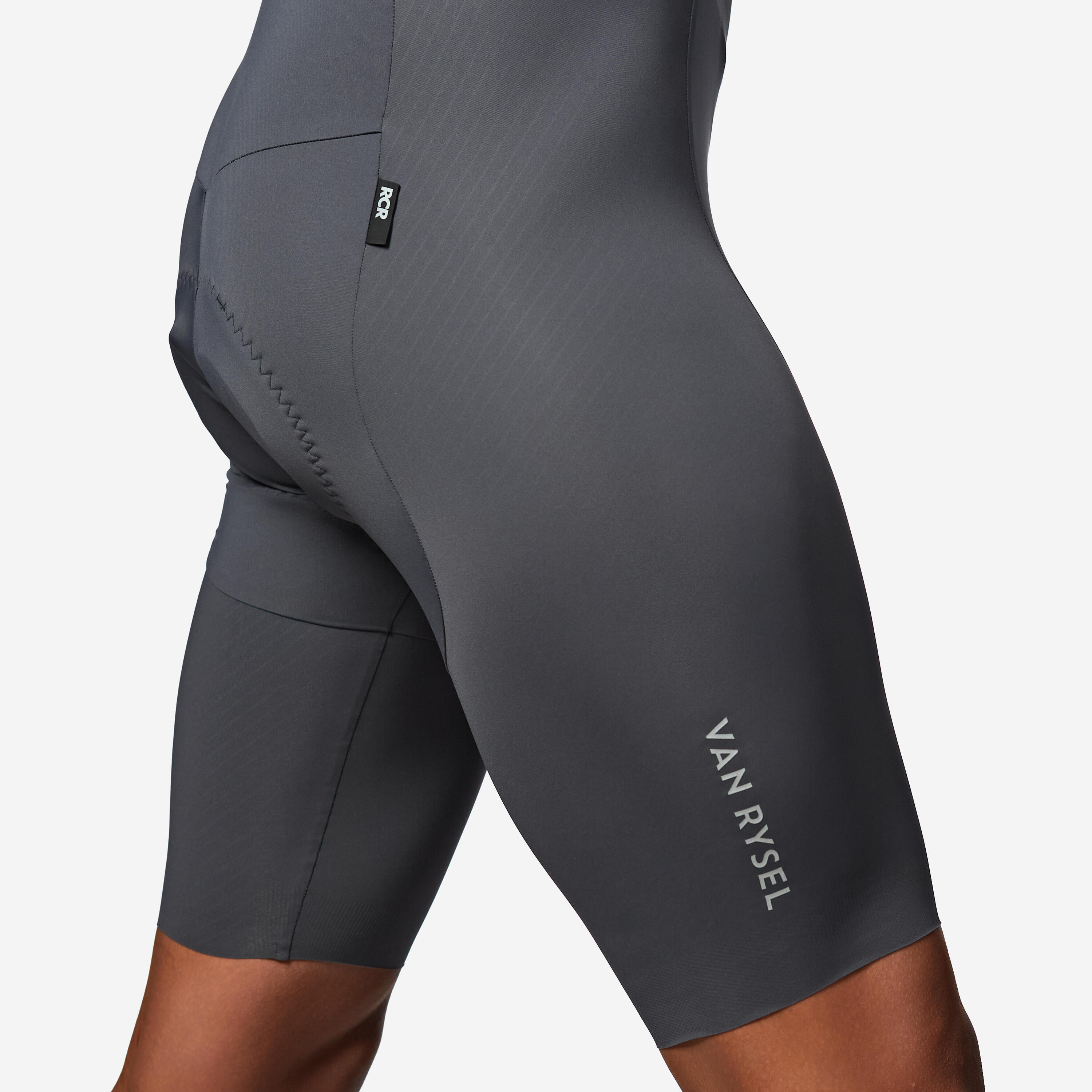 Radhose Rennrad kurz mit Trägern Sommer RCR 4 Herren grau  4/4