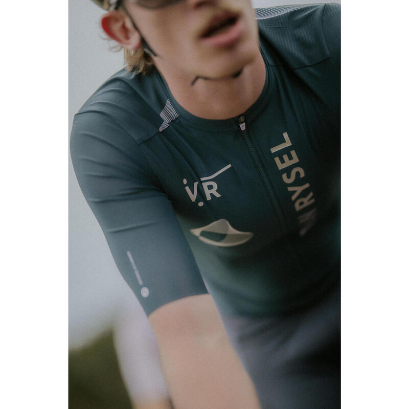 Maillot de vélo route manches courtes été unisexe - RACER 2 green