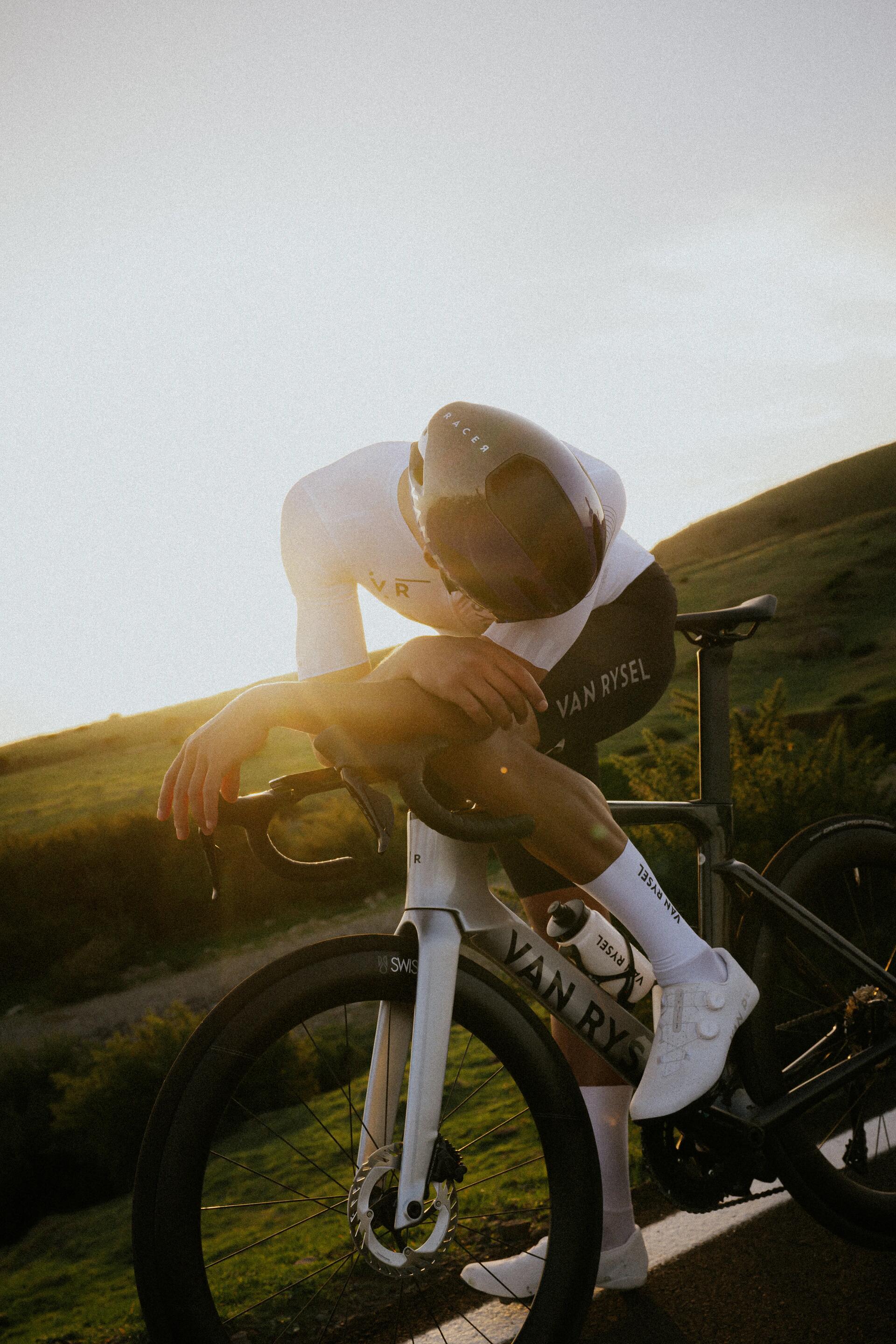 Man resting after cycling