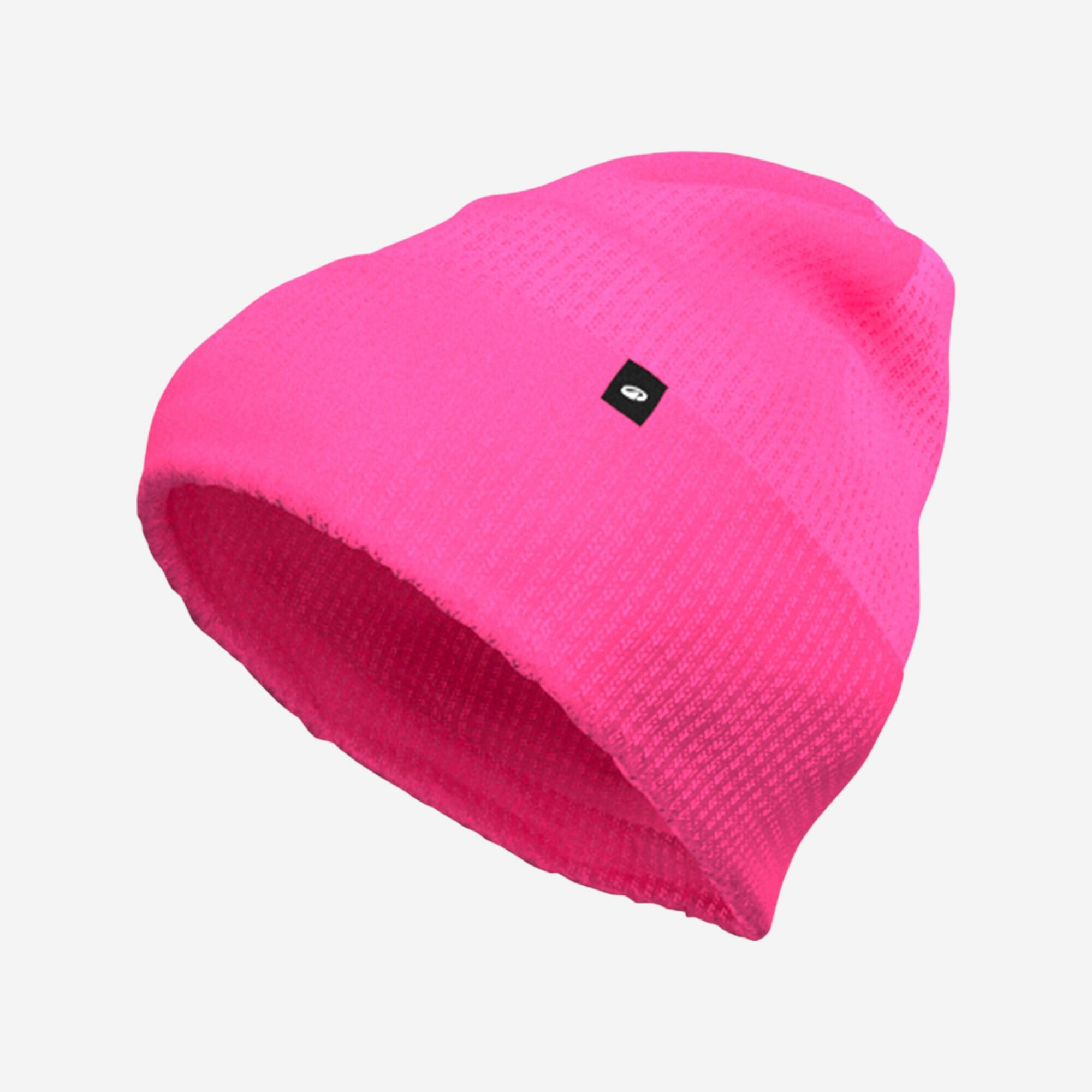 Kids' Skiing Beanie Hat FISHERMAN 500 - Neon pink