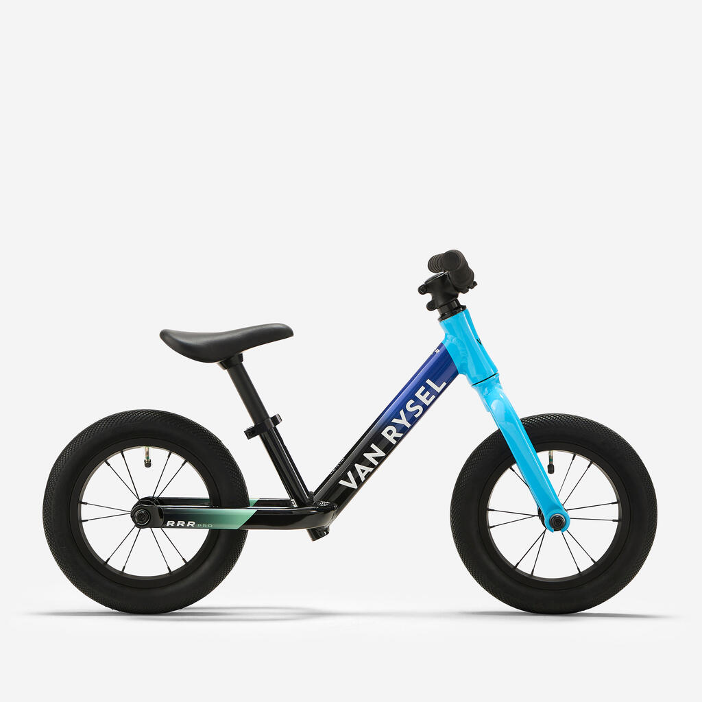 Vaikiškas balansinis dviratis „Runride Racing“, 12 col., juodas, mėlynas