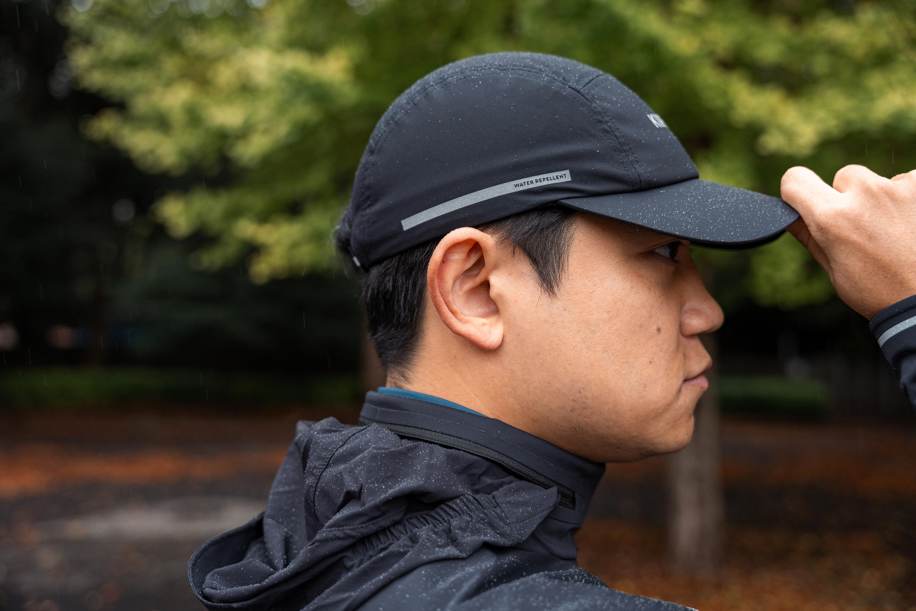 Cappellino running adulto unisex idrorepellente 5 pannelli nero 16/16