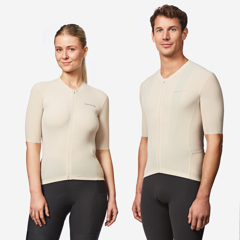 Maillot Vélo Route manches courtes été EDR ULTRA beige