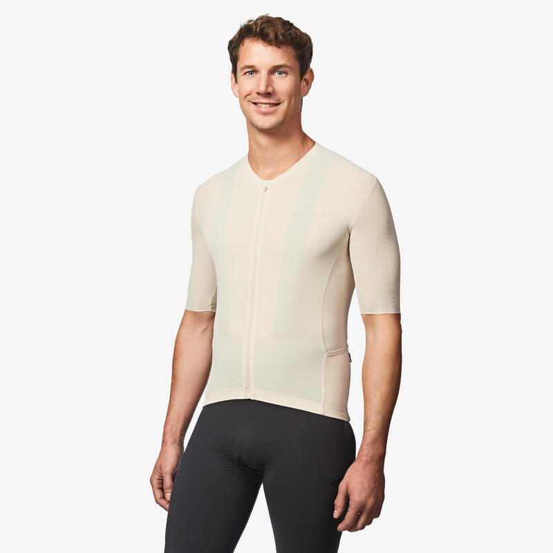 Maillot Vélo Route manches courtes été EDR ULTRA beige