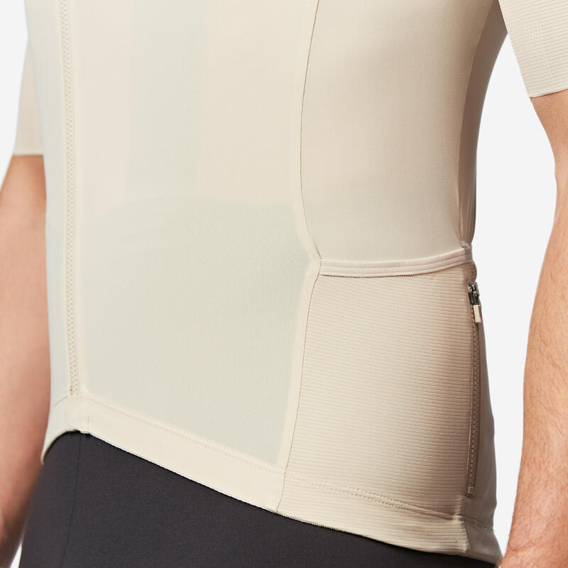 Maillot Vélo Route manches courtes été EDR ULTRA beige