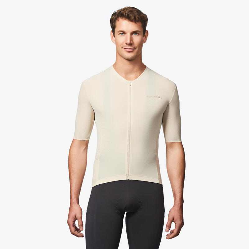 Maillot Vélo Route manches courtes été EDR ULTRA beige