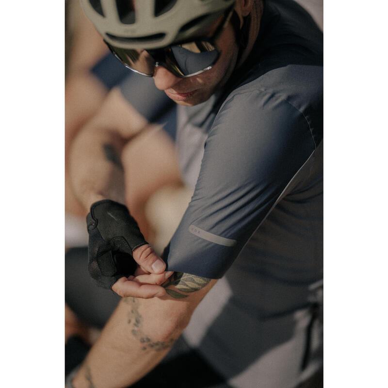 Maillot vélo route manches courtes été ajusté homme - EDR 2 gris