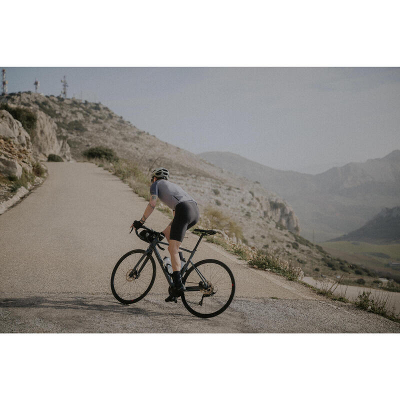 Maillot vélo route manches courtes été ajusté homme - EDR 2 gris