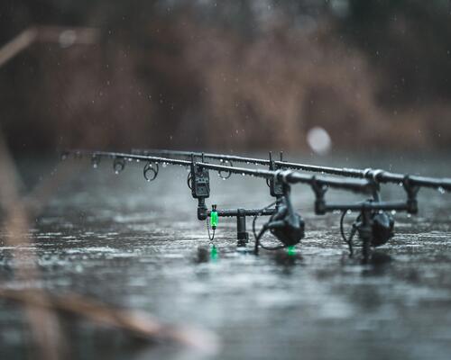 Ice fishing rod close up