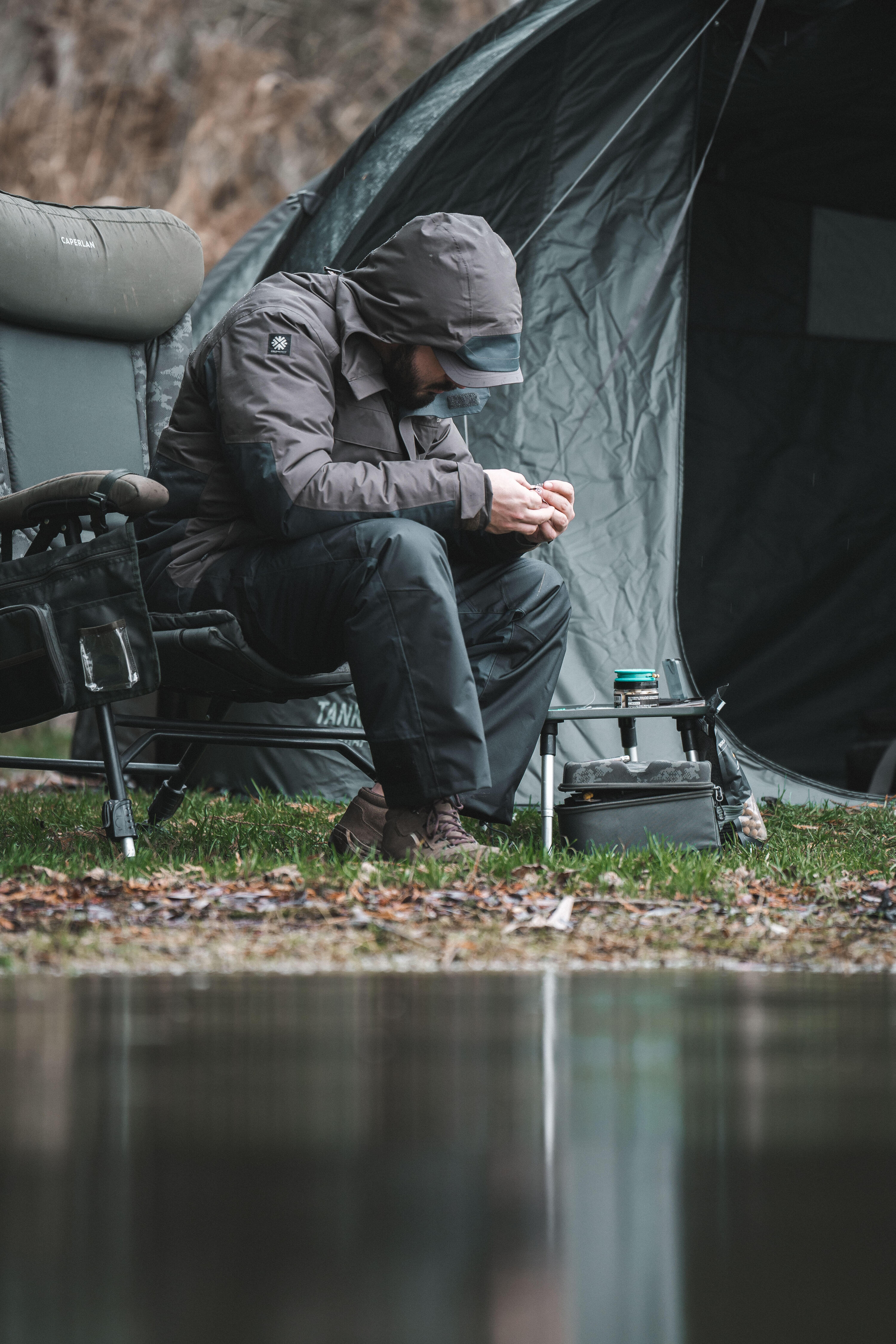 Veste de pêche imperméable chaude Homme - FJ 500 TH kaki 13/17