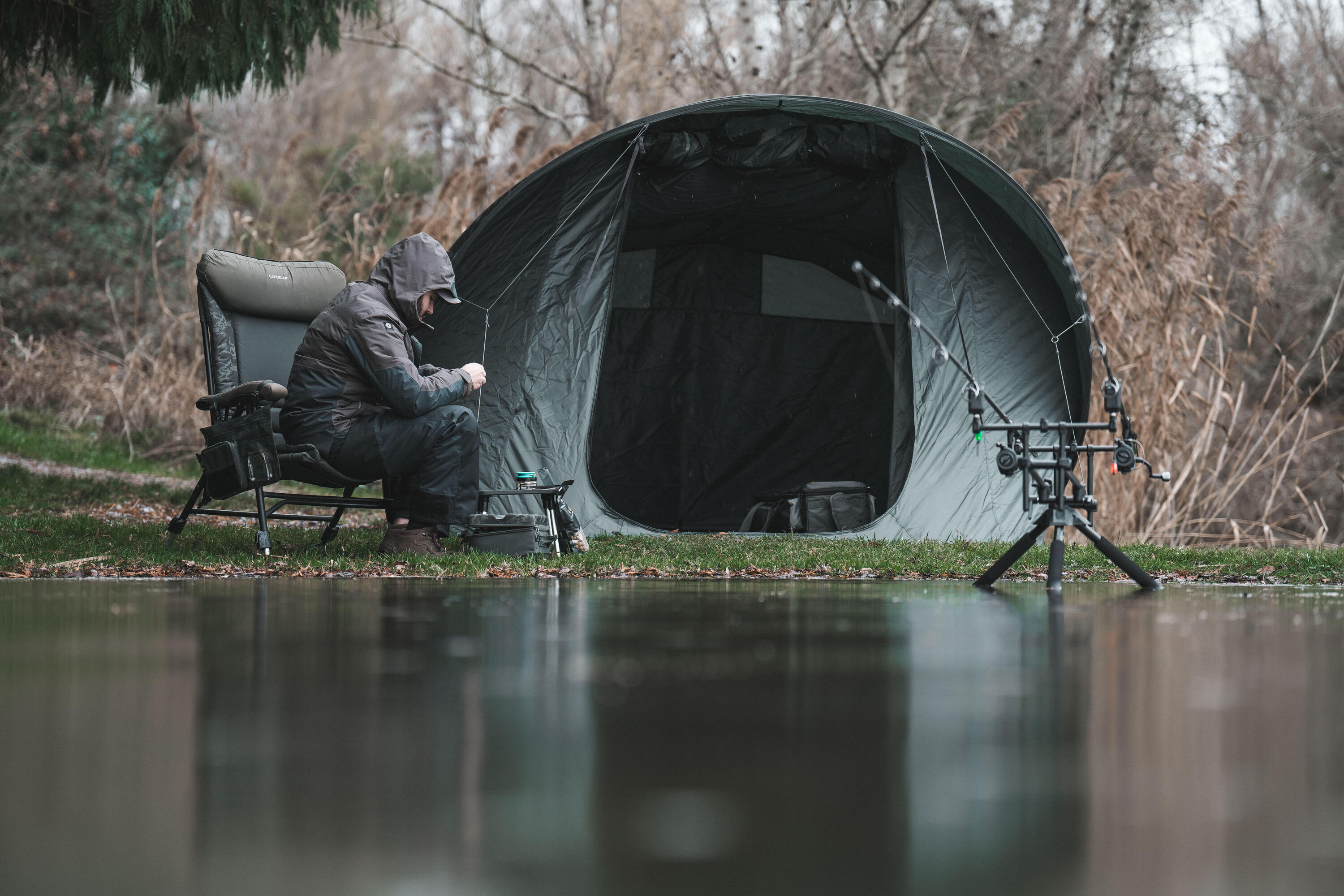 Veste de pêche imperméable chaude Homme - FJ 500 TH kaki 12/17