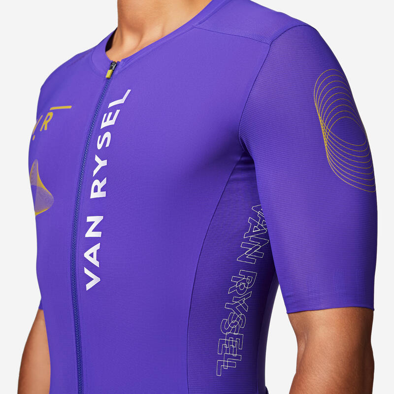 Camisola Manga Curta de Ciclismo de Estrada Verão Homem/Mulher RACER 2 Violeta