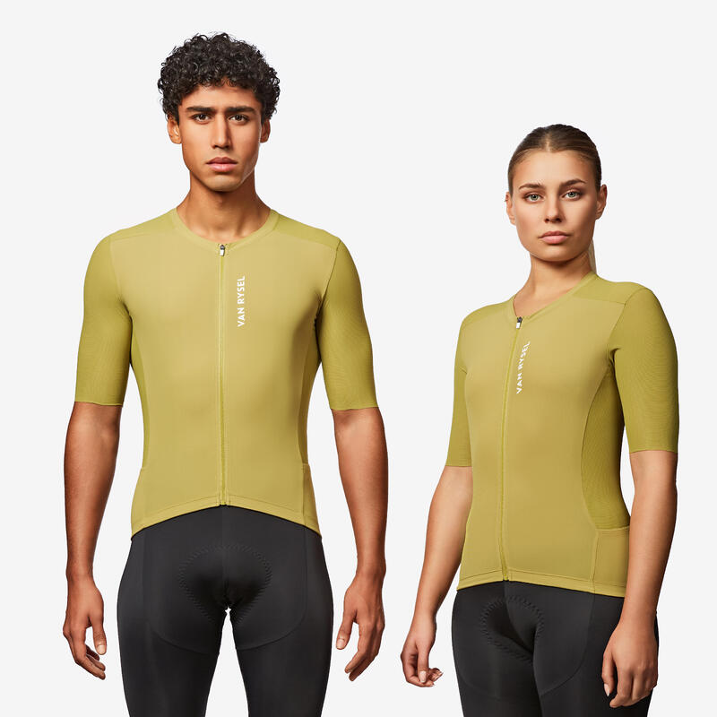 Maillot de vélo route manches courtes été unisexe - racer 2 khaki