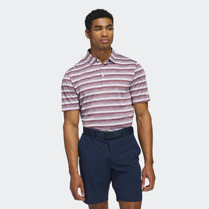 Polo golf hombre, adidas rayas, blanco y burdeos