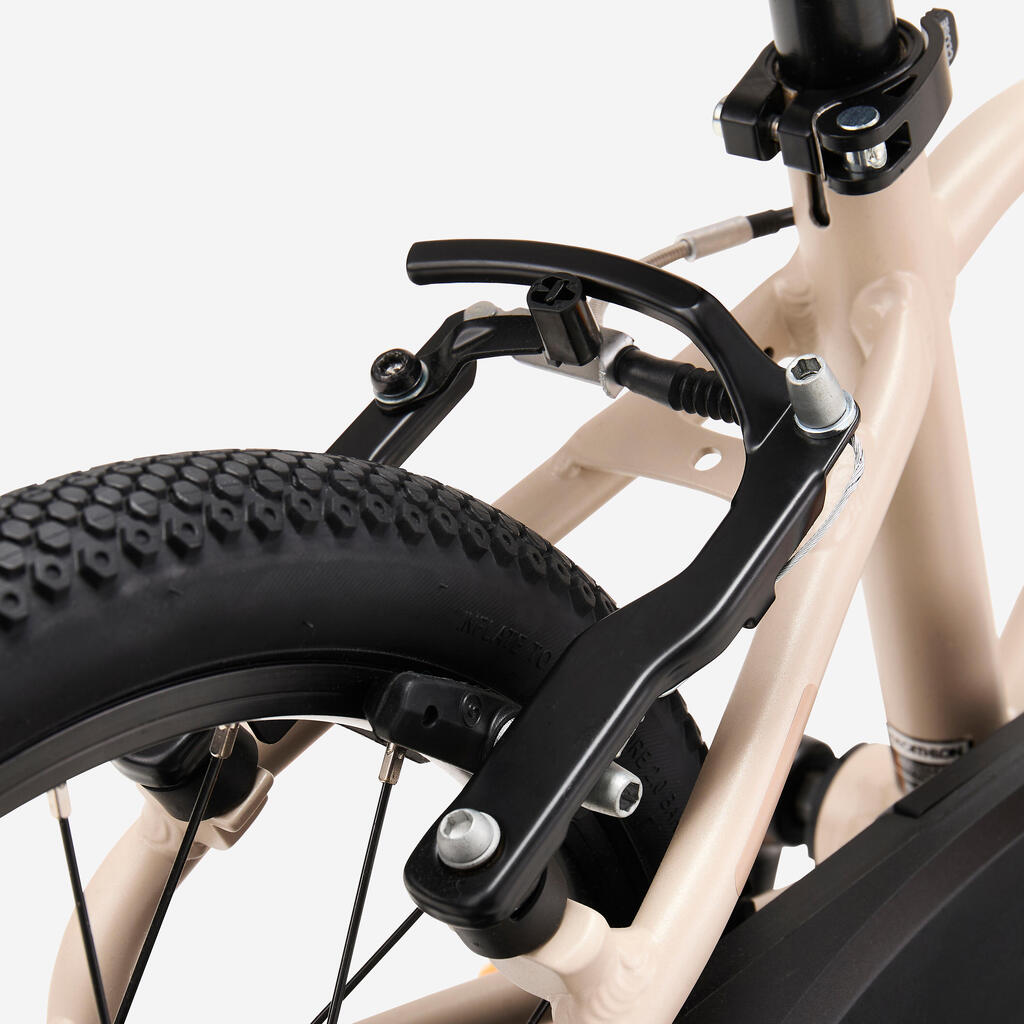 Bicicleta de 16 pulgadas beige para niños de 4 a 6 años Discover 900