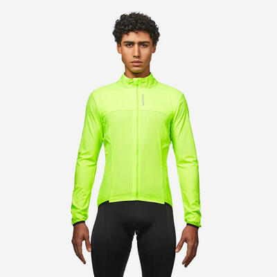 Windjack met lange mouwen voor racefietsen heren racer ultra-light geel