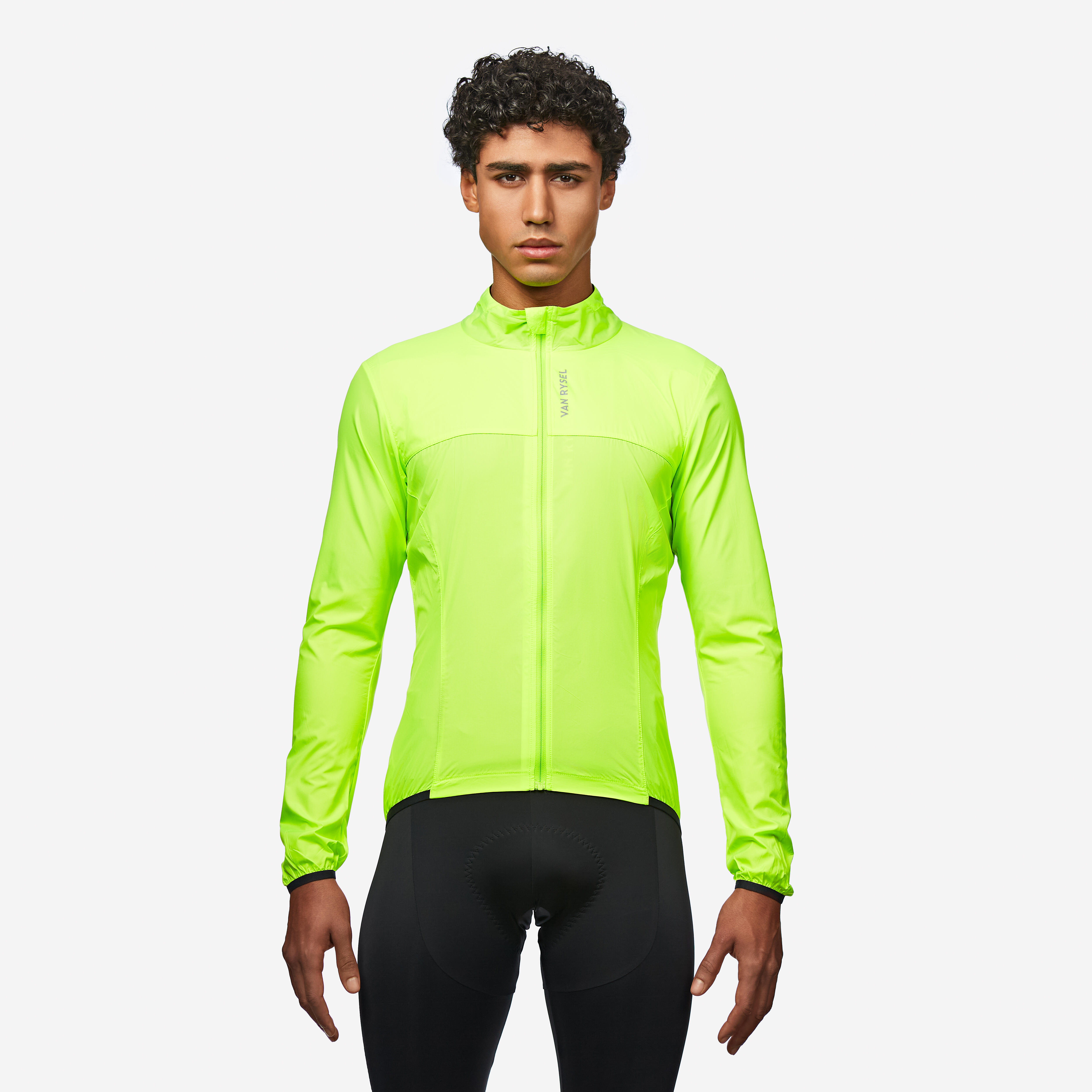 Jachetă ciclism pe șosea Ultralight Galben Bărbați