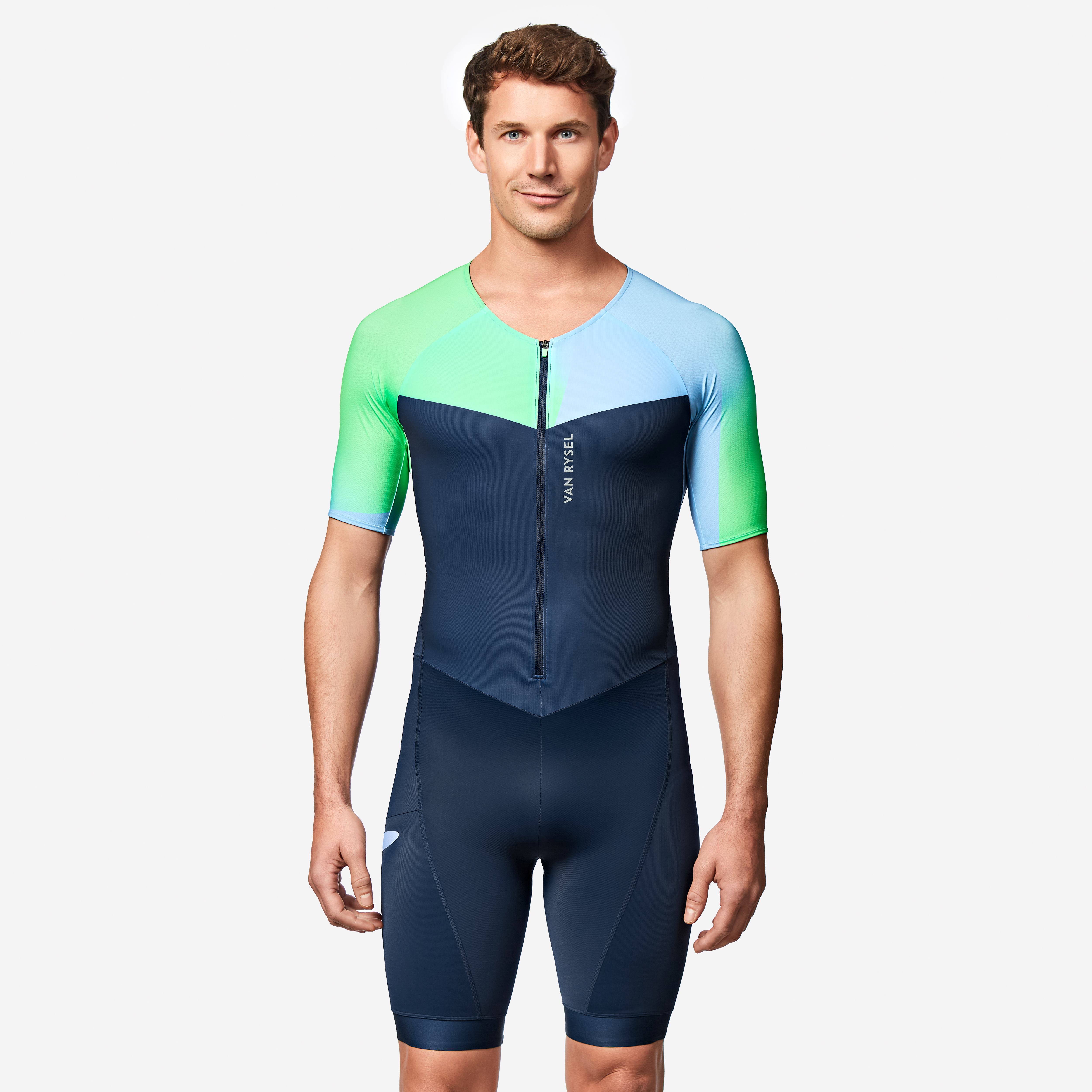 Combinaison trifonction triathlon courte distance manches courtes homme - Triathlon - VAN RYSEL- Clubs - Entreprises - Collectivités - Associations