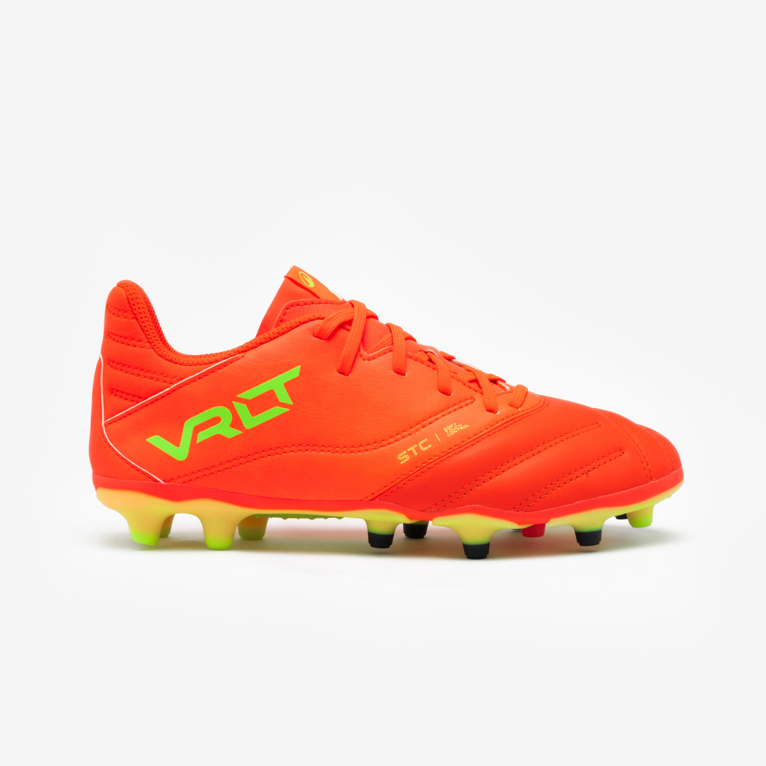 GHETE DIN PIELE CU ȘIRETURI FOTBAL VIRALTO II FG ACID RED COPII