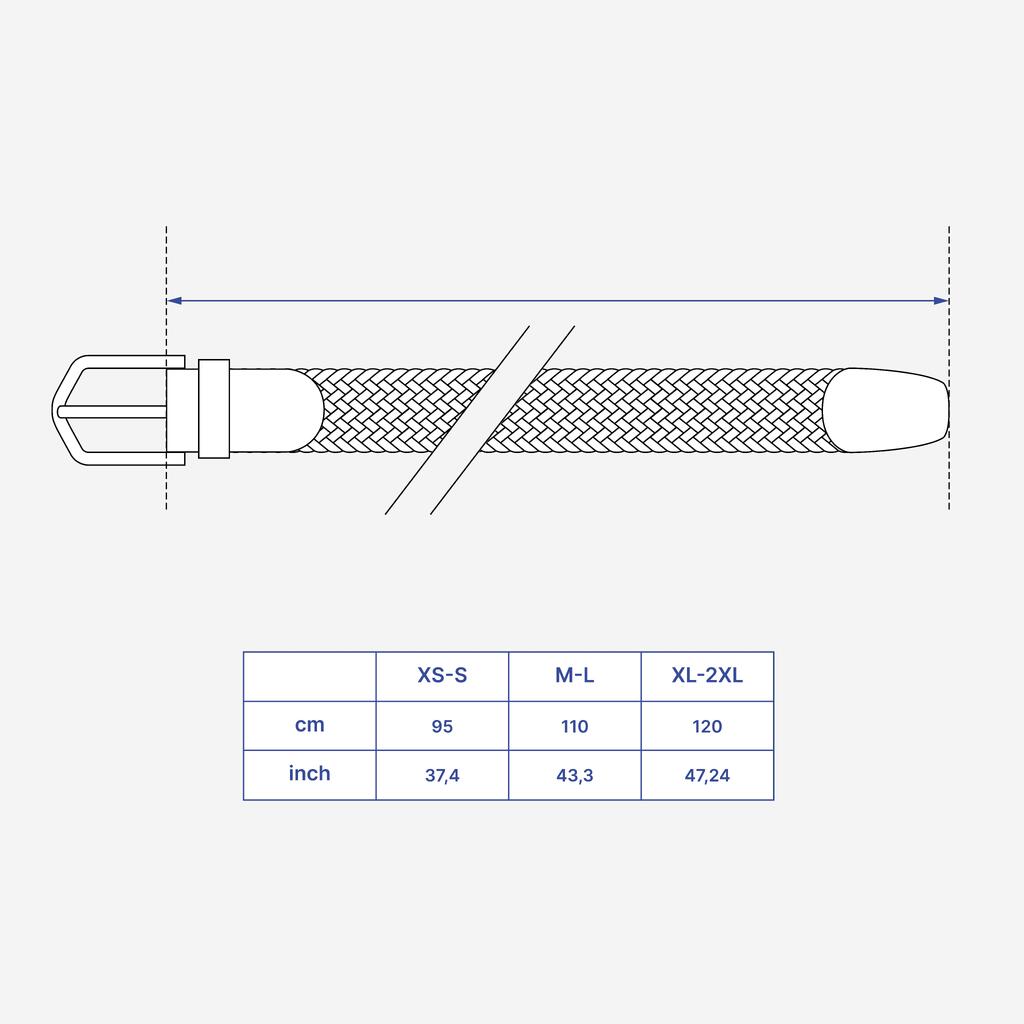 Ceinture golf tressée élastique & extensible, bleu marine et vert