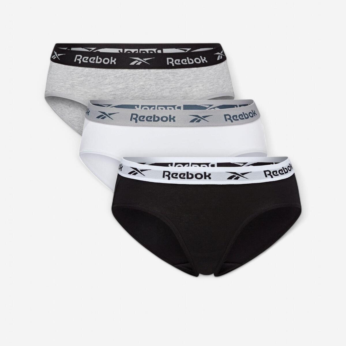 Lot de 3 culottes femme, noir/blanc/gris