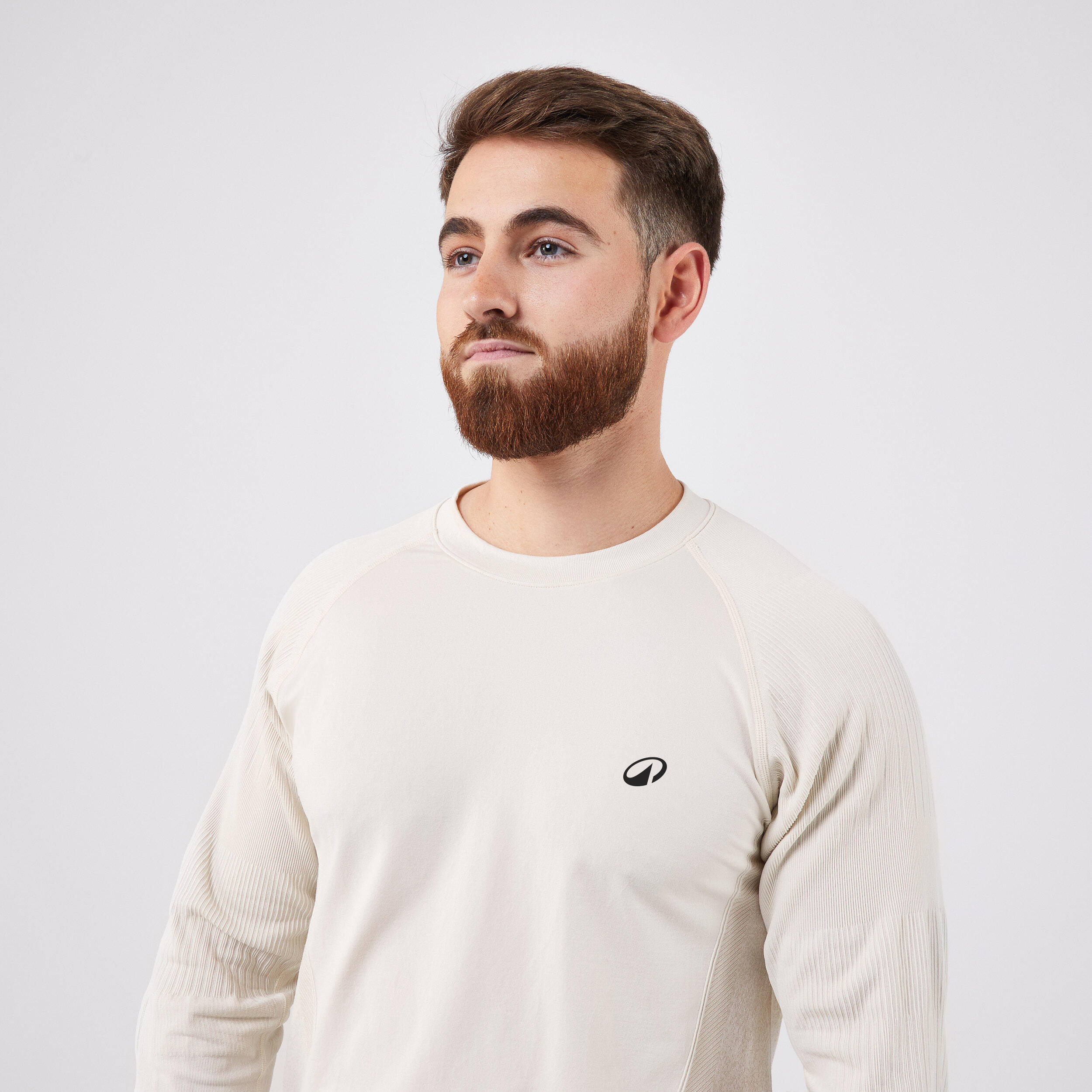 T-shirt tennis manches longues homme - Blanc cassé Beige 4/5
