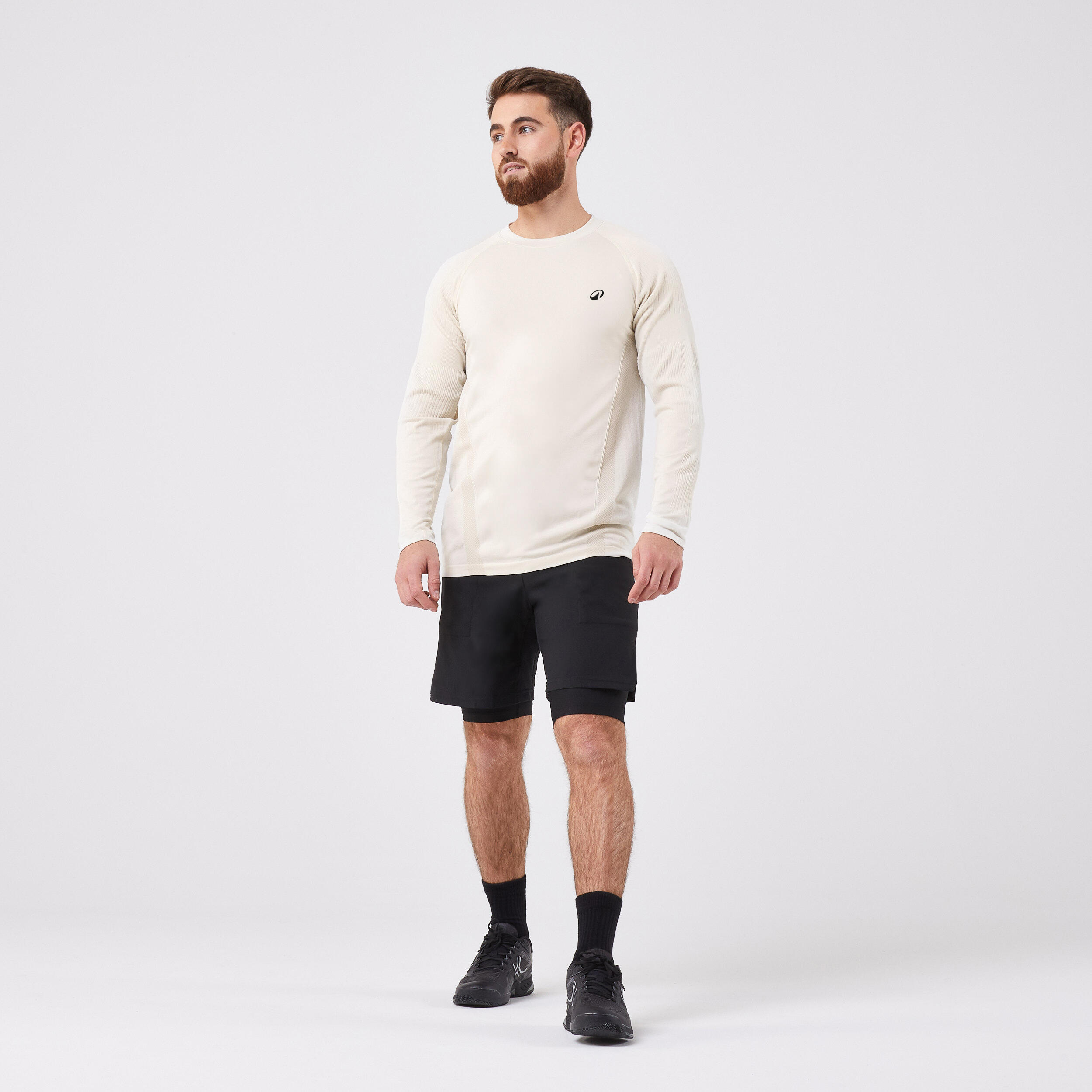 T-shirt tennis manches longues homme - Blanc cassé Beige 3/5