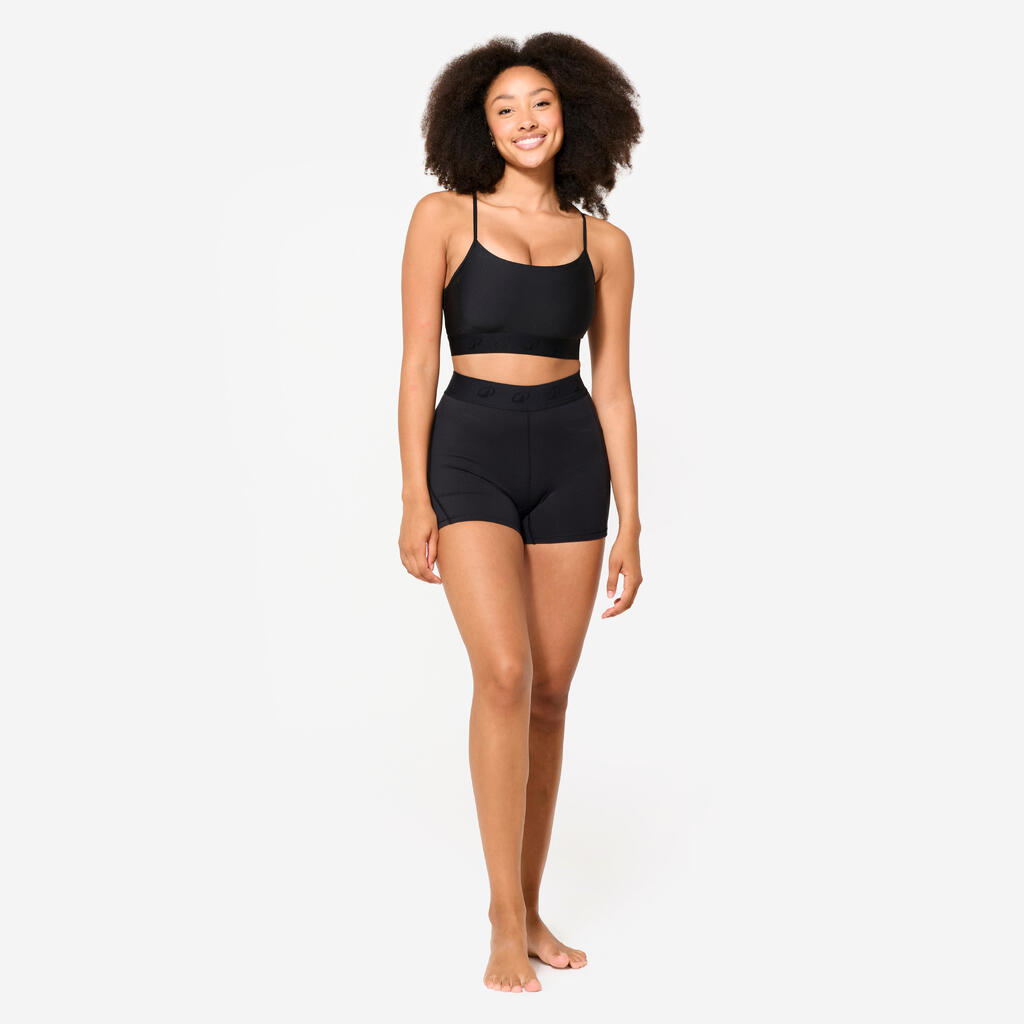 Women's Light Support Thin Crossover Strap Sports Bra - Black