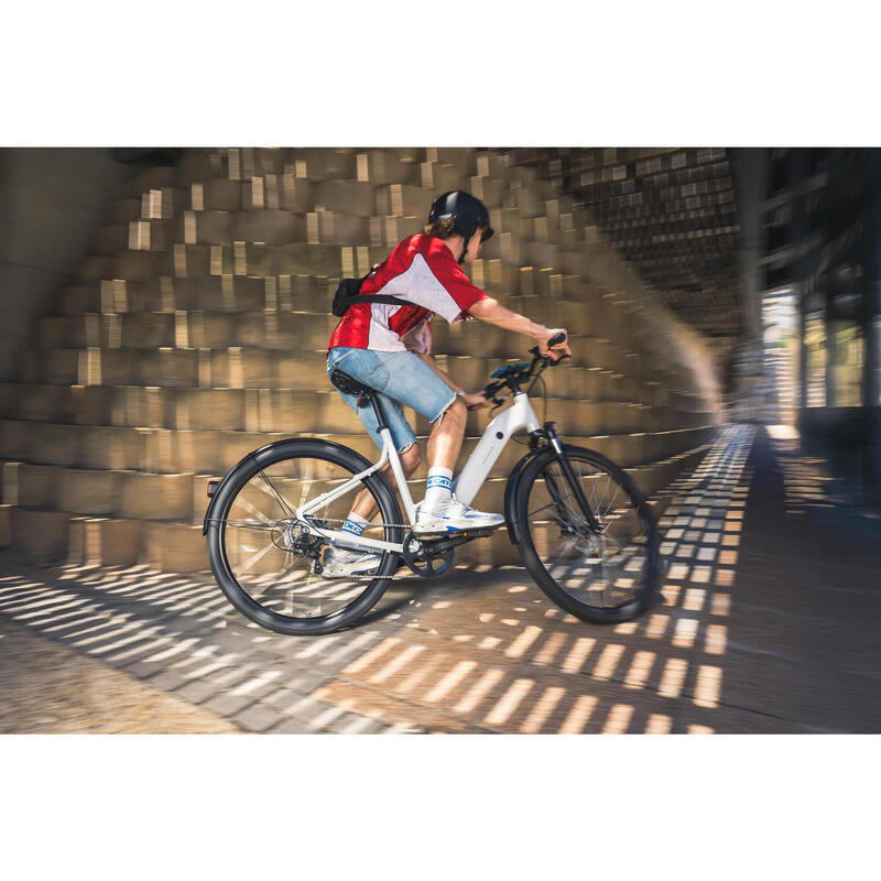 Vélo tout chemin électrique cadre bas, e-actv 100 gris perle