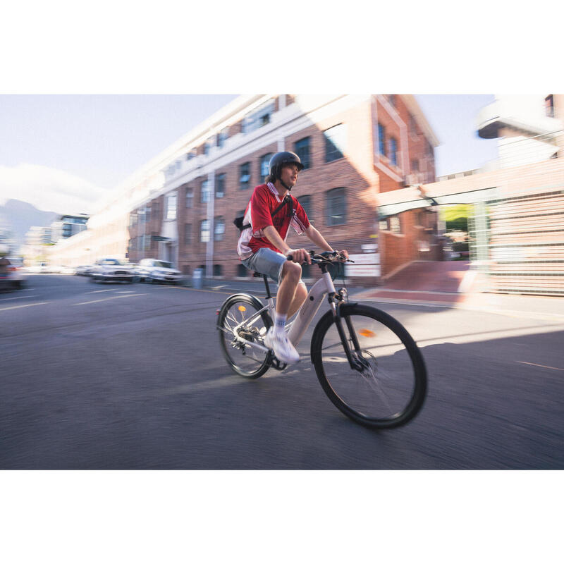 Vélo tout chemin électrique cadre bas, e-actv 100 gris perle