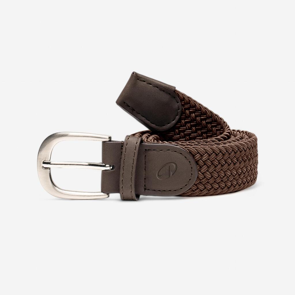 Elastic & stretchy braided golf belt, brown