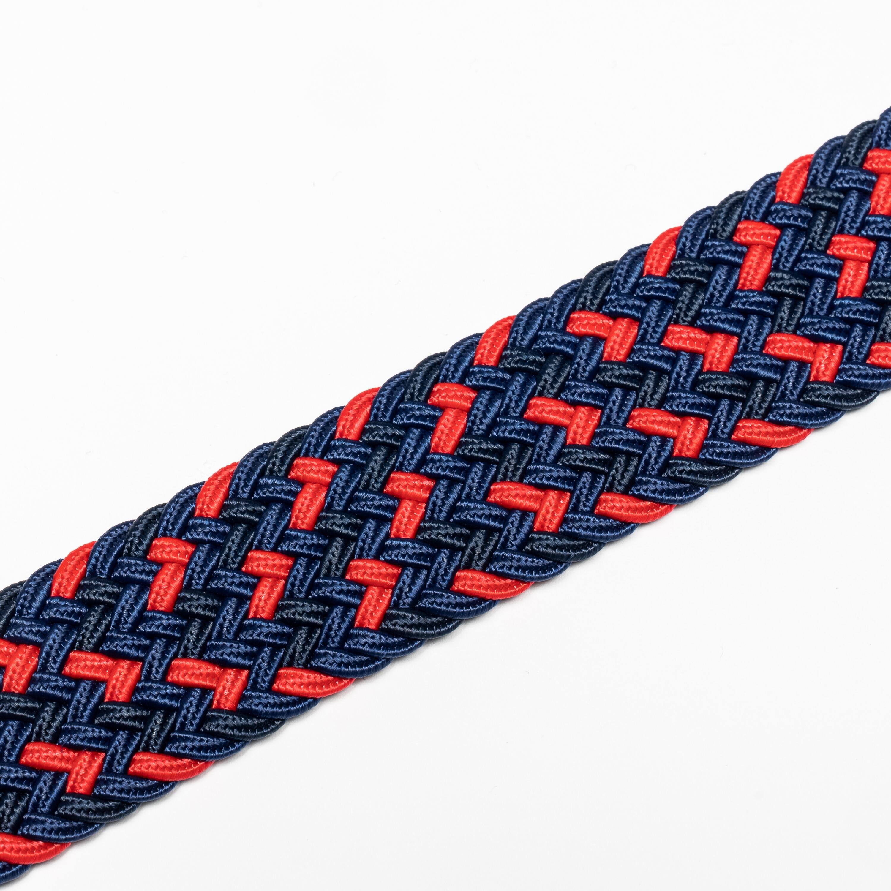 Gevlochten stretch riem voor golf marineblauw en rood 2/8