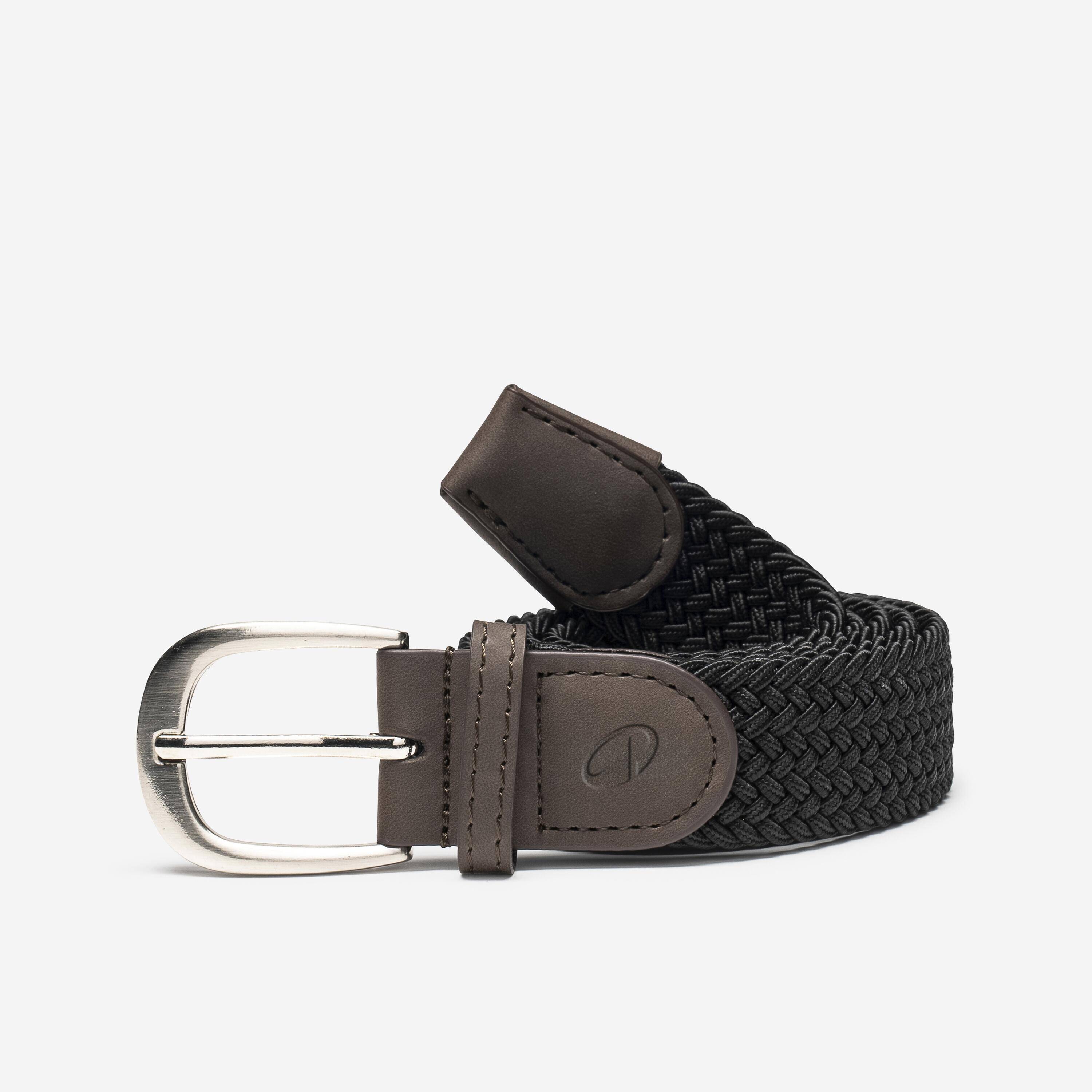 Elastic & stretchy braided golf belt, black -  1