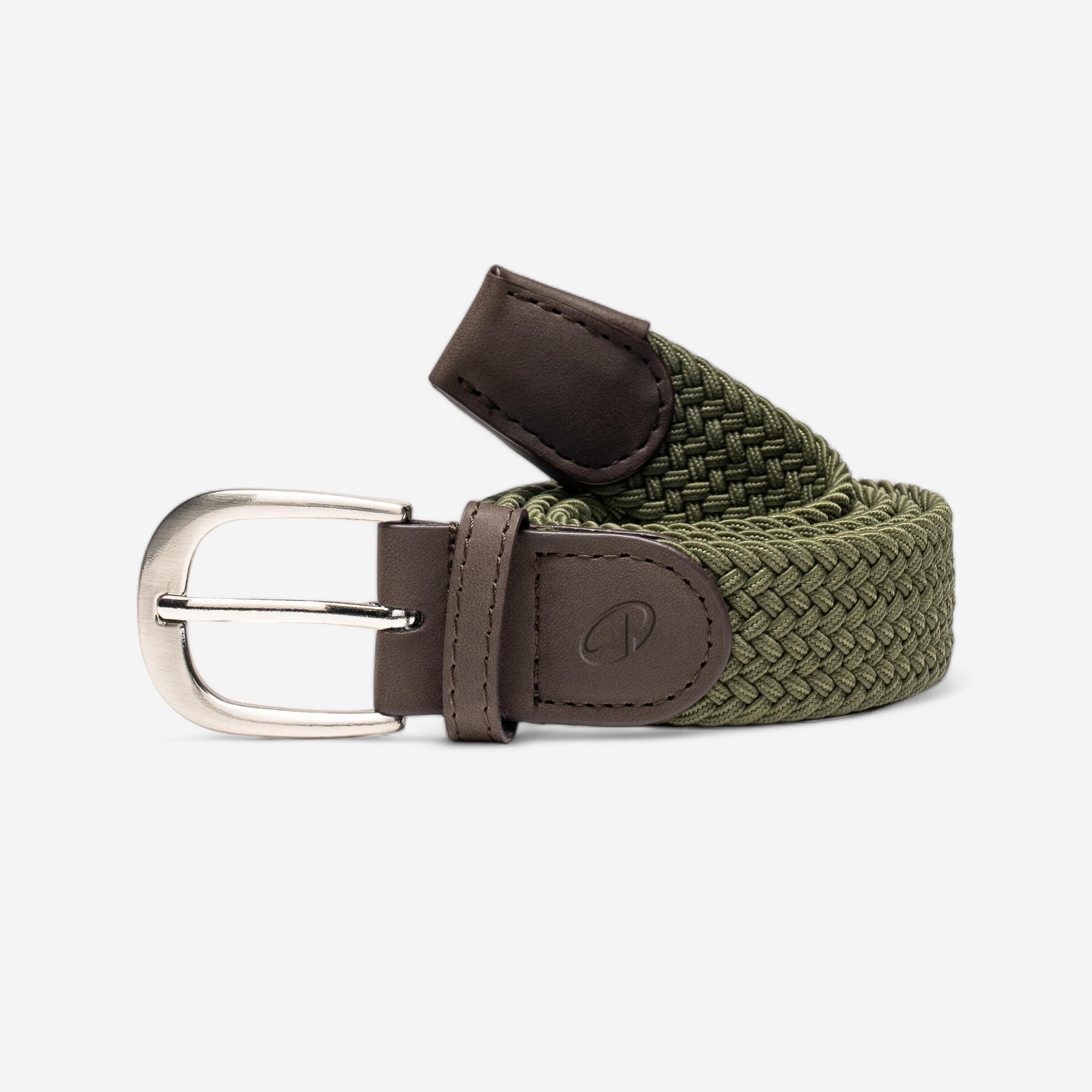 INESIS Elastic & stretchy braided Golf belt, khaki green