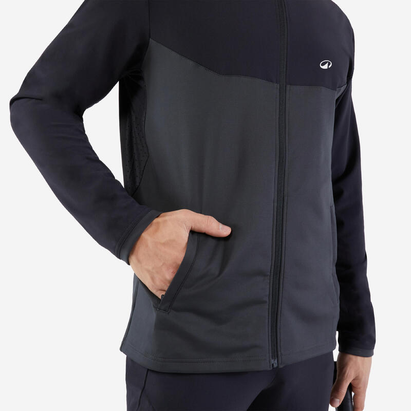 Erkek Tenis Eşofman Üstü - Siyah / Gri - Essential