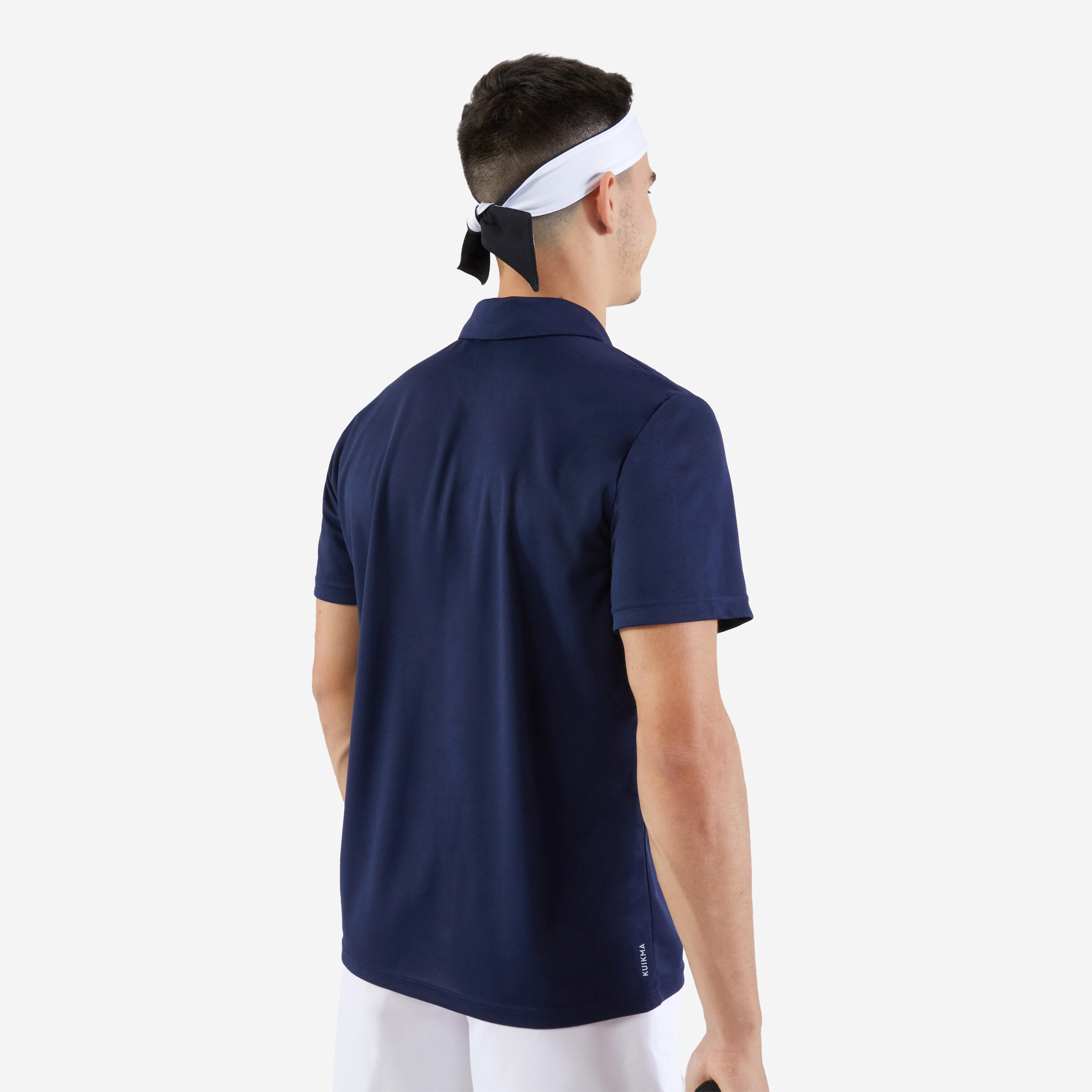 Men's Tennis Short-Sleeved Polo Shirt Essential - Dry 100 Navy - KUIKMA